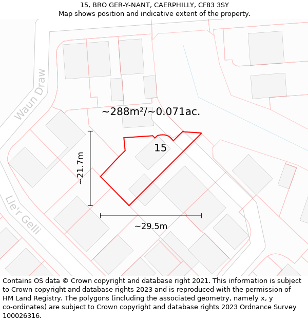 15, BRO GER-Y-NANT, CAERPHILLY, CF83 3SY: Plot and title map