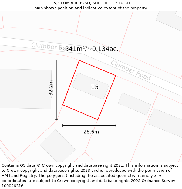 15, CLUMBER ROAD, SHEFFIELD, S10 3LE: Plot and title map
