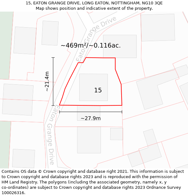 15, EATON GRANGE DRIVE, LONG EATON, NOTTINGHAM, NG10 3QE: Plot and title map