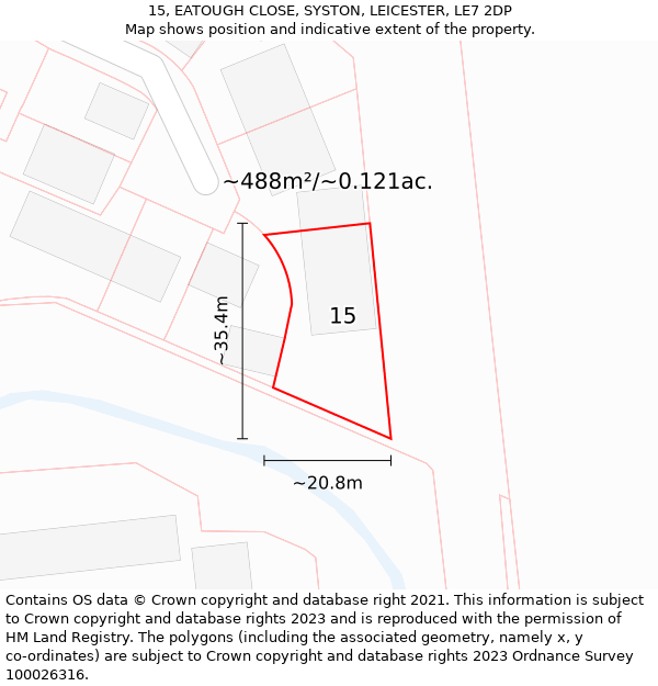 15, EATOUGH CLOSE, SYSTON, LEICESTER, LE7 2DP: Plot and title map