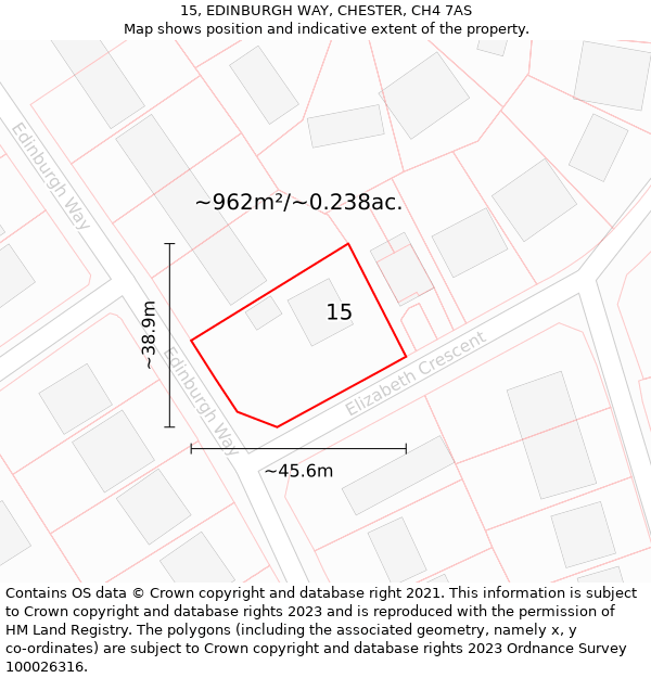 15, EDINBURGH WAY, CHESTER, CH4 7AS: Plot and title map