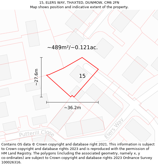 15, ELERS WAY, THAXTED, DUNMOW, CM6 2FN: Plot and title map