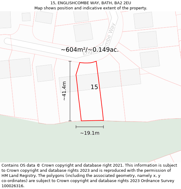 15, ENGLISHCOMBE WAY, BATH, BA2 2EU: Plot and title map