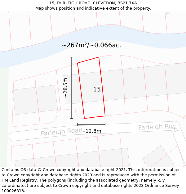 15, FAIRLEIGH ROAD, CLEVEDON, BS21 7XA: Plot and title map