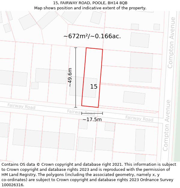 15, FAIRWAY ROAD, POOLE, BH14 8QB: Plot and title map