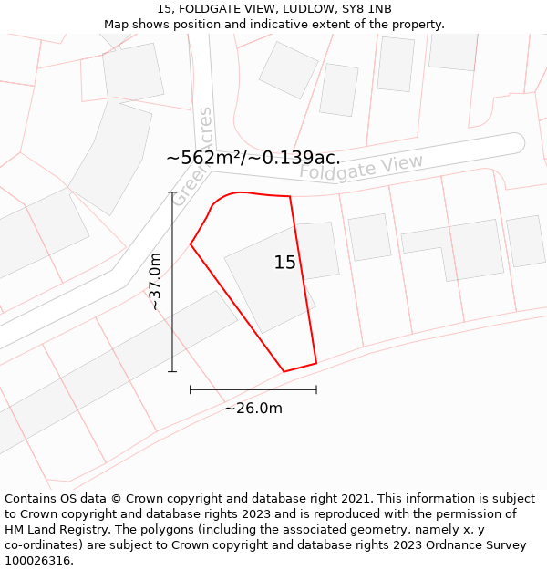 15, FOLDGATE VIEW, LUDLOW, SY8 1NB: Plot and title map