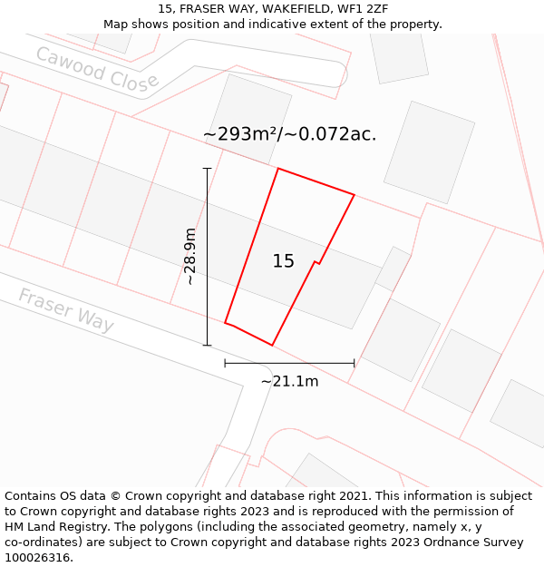 15, FRASER WAY, WAKEFIELD, WF1 2ZF: Plot and title map