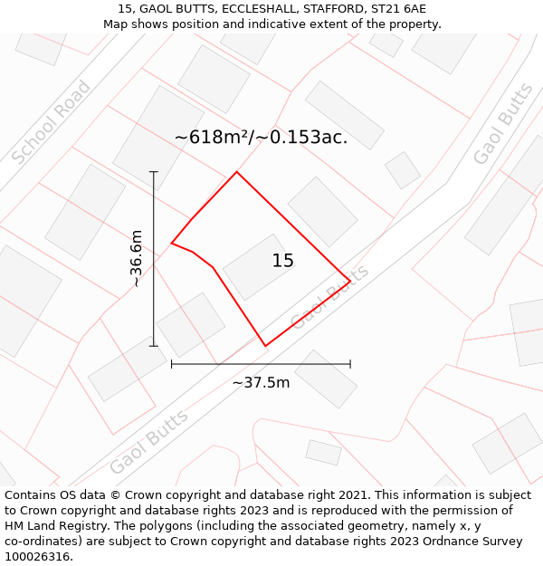 15, GAOL BUTTS, ECCLESHALL, STAFFORD, ST21 6AE: Plot and title map