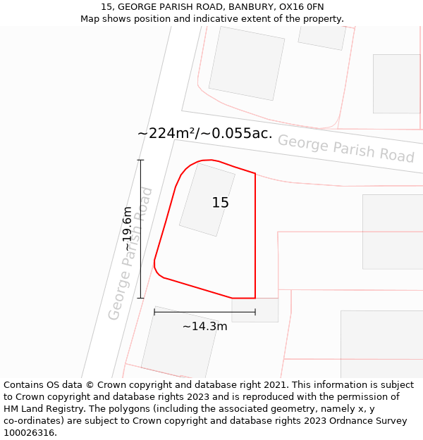 15, GEORGE PARISH ROAD, BANBURY, OX16 0FN: Plot and title map
