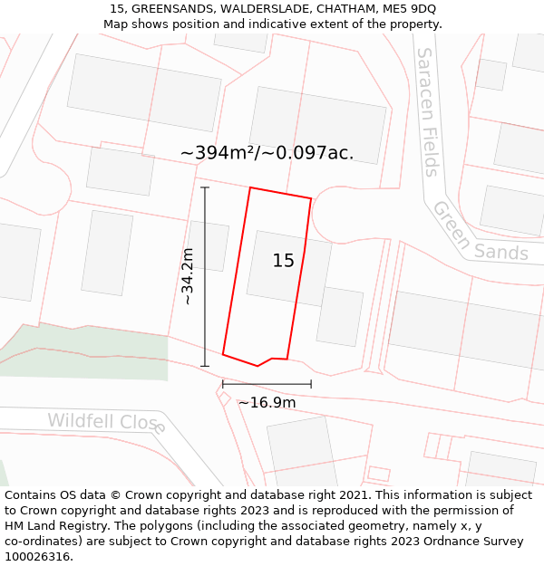 15, GREENSANDS, WALDERSLADE, CHATHAM, ME5 9DQ: Plot and title map