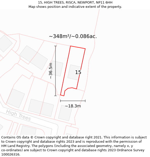 15, HIGH TREES, RISCA, NEWPORT, NP11 6HH: Plot and title map