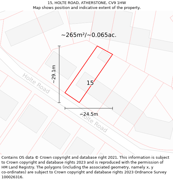 15, HOLTE ROAD, ATHERSTONE, CV9 1HW: Plot and title map