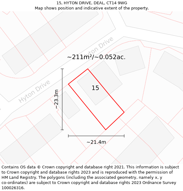 15, HYTON DRIVE, DEAL, CT14 9WG: Plot and title map