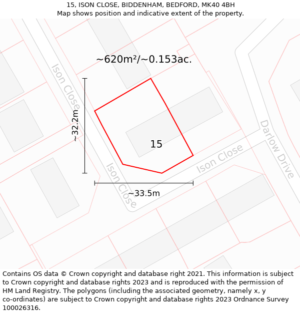 15, ISON CLOSE, BIDDENHAM, BEDFORD, MK40 4BH: Plot and title map