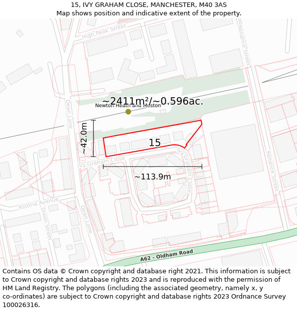 15, IVY GRAHAM CLOSE, MANCHESTER, M40 3AS: Plot and title map