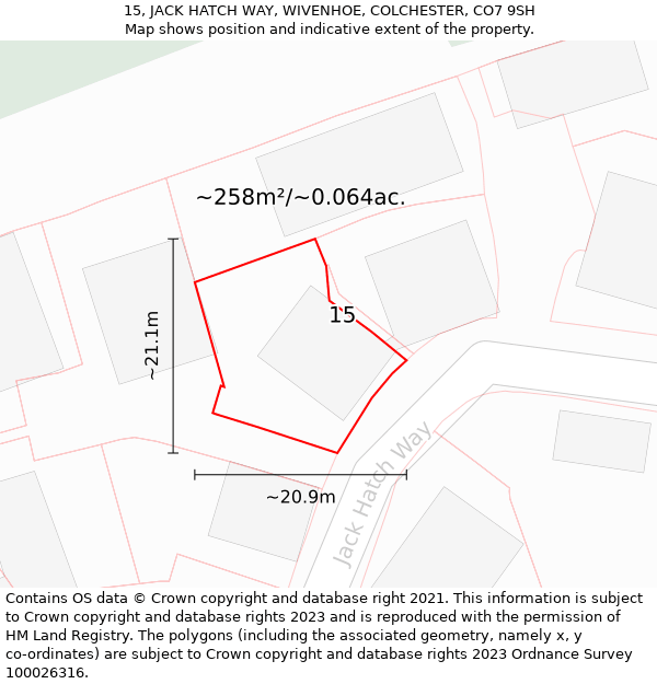 15, JACK HATCH WAY, WIVENHOE, COLCHESTER, CO7 9SH: Plot and title map