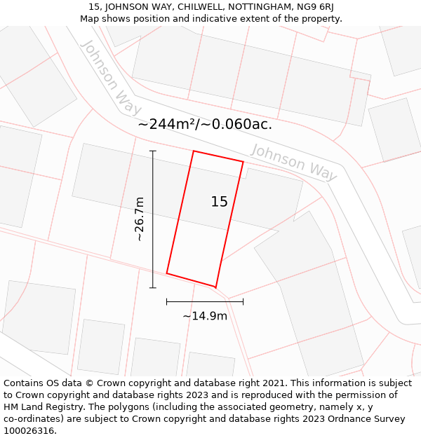 15, JOHNSON WAY, CHILWELL, NOTTINGHAM, NG9 6RJ: Plot and title map