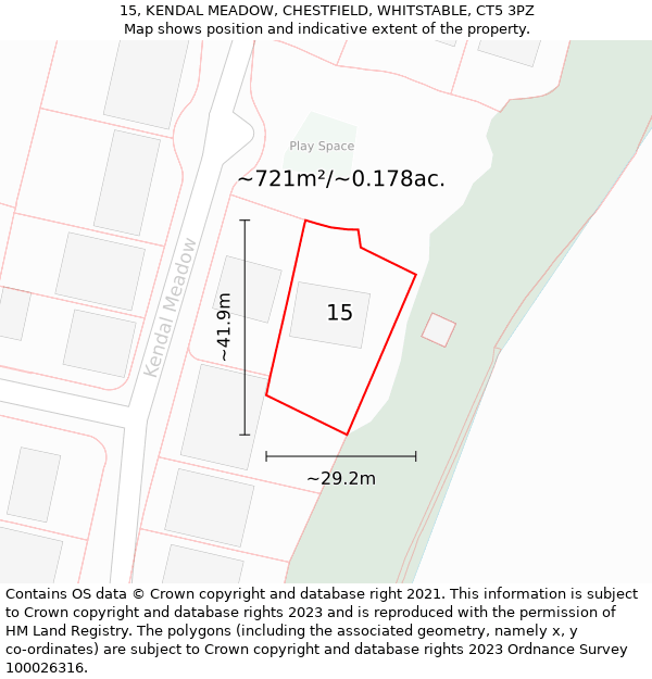 15, KENDAL MEADOW, CHESTFIELD, WHITSTABLE, CT5 3PZ: Plot and title map