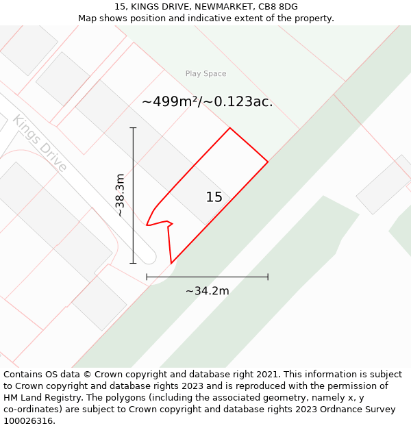 15, KINGS DRIVE, NEWMARKET, CB8 8DG: Plot and title map