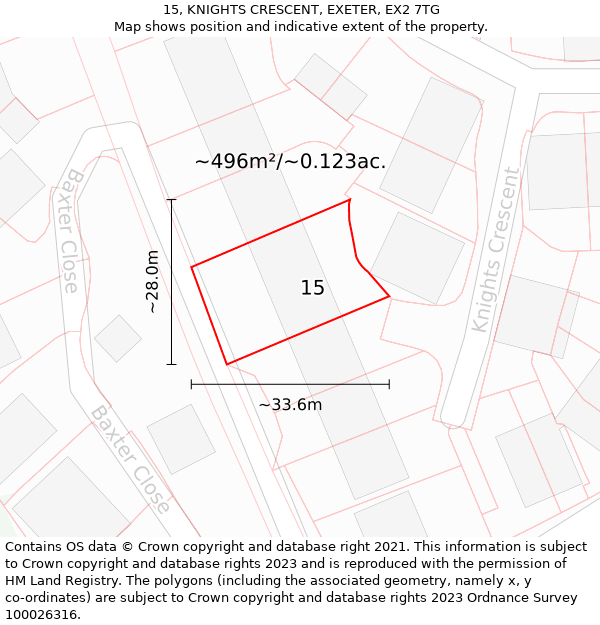 15, KNIGHTS CRESCENT, EXETER, EX2 7TG: Plot and title map