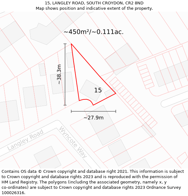 15, LANGLEY ROAD, SOUTH CROYDON, CR2 8ND: Plot and title map