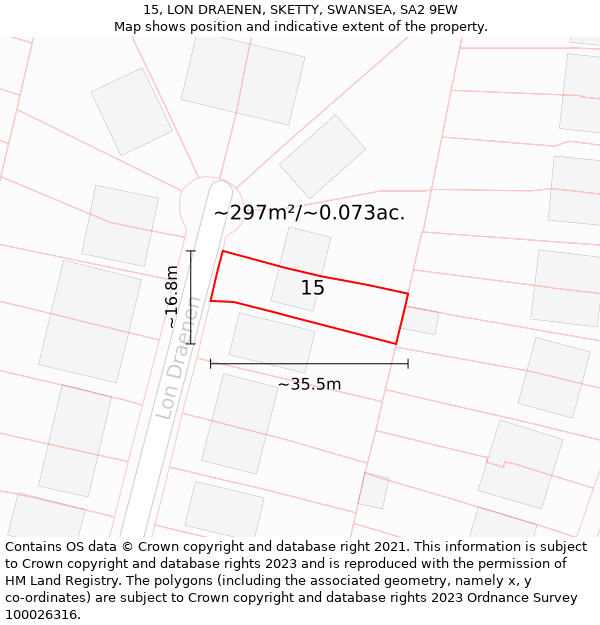 15, LON DRAENEN, SKETTY, SWANSEA, SA2 9EW: Plot and title map