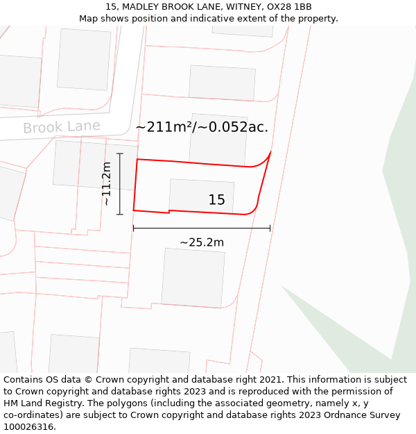 15, MADLEY BROOK LANE, WITNEY, OX28 1BB: Plot and title map