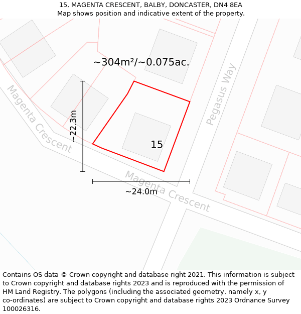 15, MAGENTA CRESCENT, BALBY, DONCASTER, DN4 8EA: Plot and title map