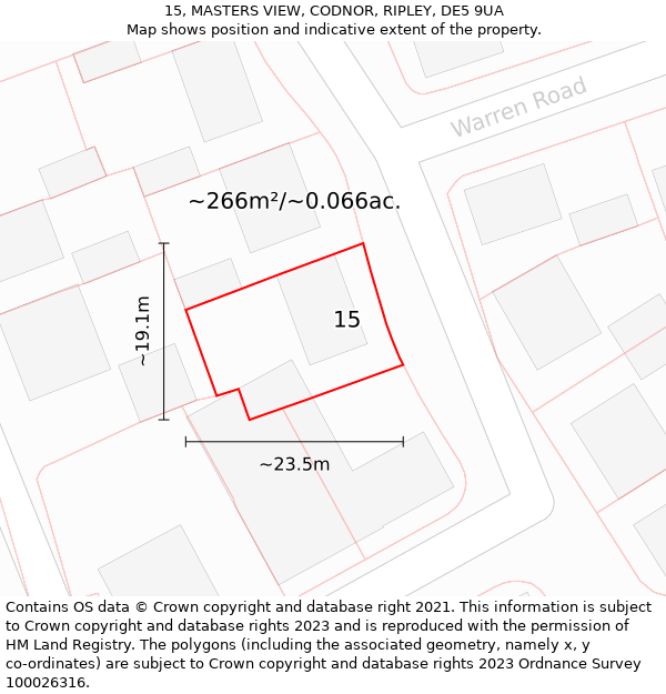 15, MASTERS VIEW, CODNOR, RIPLEY, DE5 9UA: Plot and title map