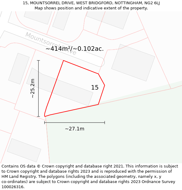 15, MOUNTSORREL DRIVE, WEST BRIDGFORD, NOTTINGHAM, NG2 6LJ: Plot and title map