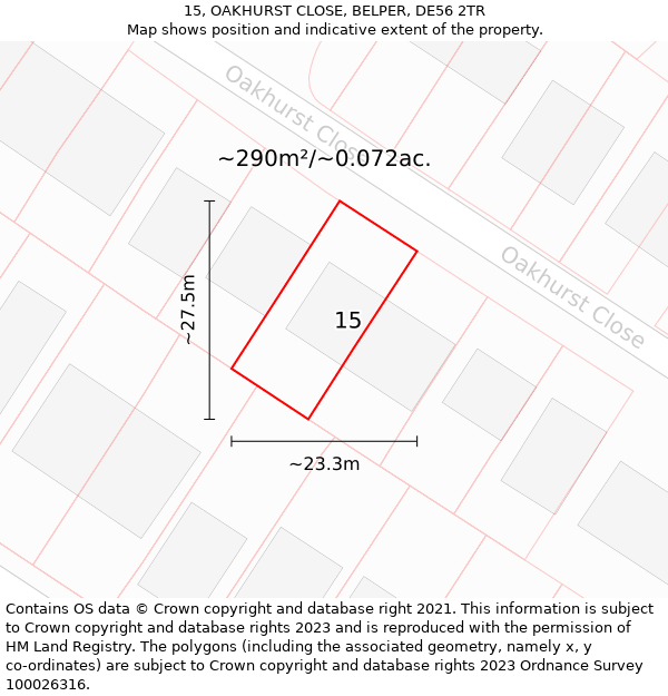 15, OAKHURST CLOSE, BELPER, DE56 2TR: Plot and title map