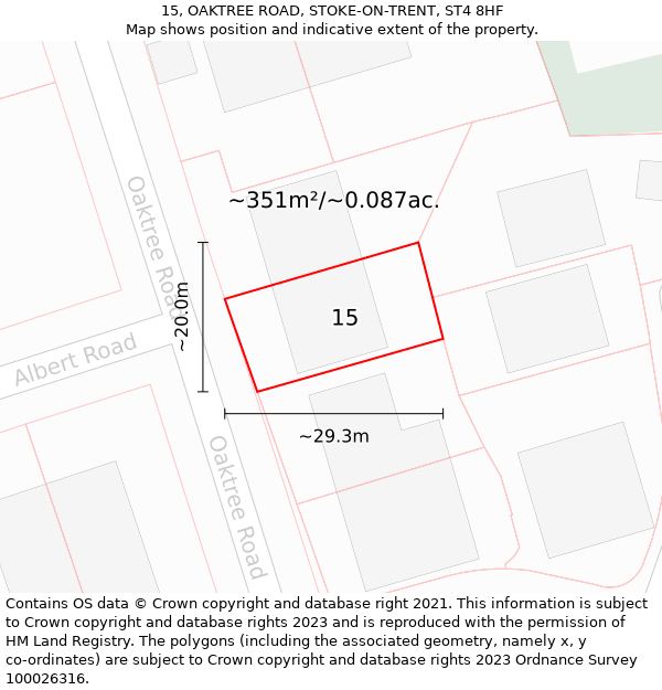 15, OAKTREE ROAD, STOKE-ON-TRENT, ST4 8HF: Plot and title map