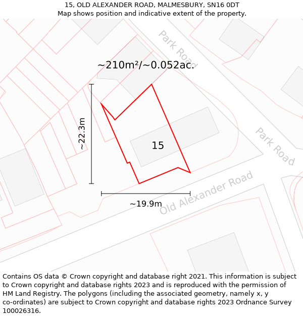 15, OLD ALEXANDER ROAD, MALMESBURY, SN16 0DT: Plot and title map