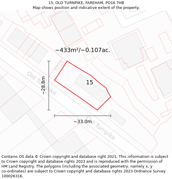 15, OLD TURNPIKE, FAREHAM, PO16 7HB: Plot and title map