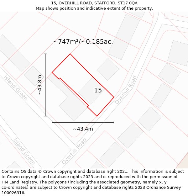 15, OVERHILL ROAD, STAFFORD, ST17 0QA: Plot and title map