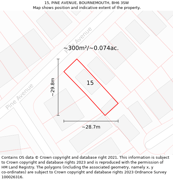 15, PINE AVENUE, BOURNEMOUTH, BH6 3SW: Plot and title map