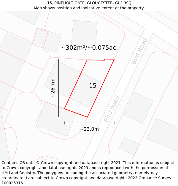 15, PINEHOLT GATE, GLOUCESTER, GL3 3SQ: Plot and title map