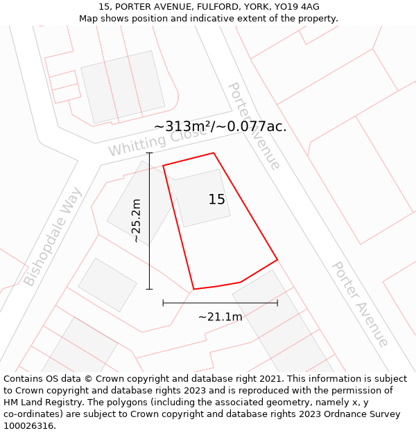 15, PORTER AVENUE, FULFORD, YORK, YO19 4AG: Plot and title map