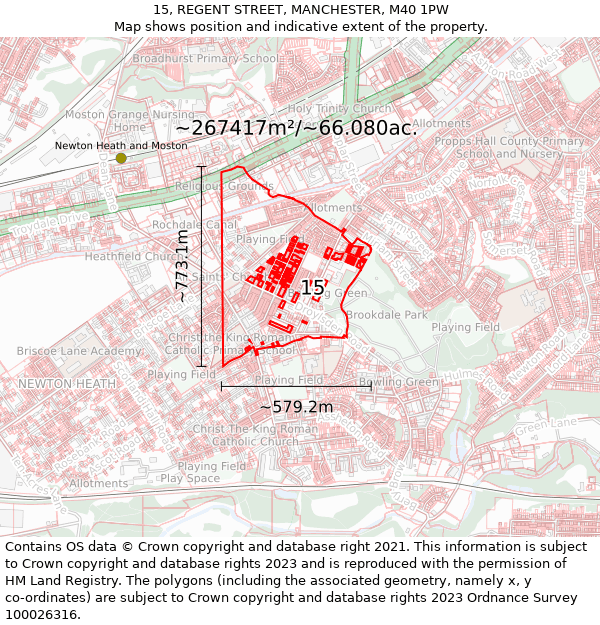 15, REGENT STREET, MANCHESTER, M40 1PW: Plot and title map