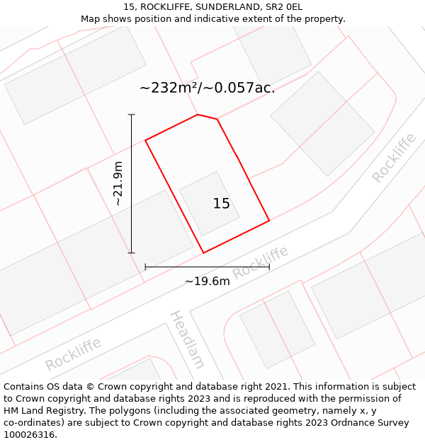 15, ROCKLIFFE, SUNDERLAND, SR2 0EL: Plot and title map