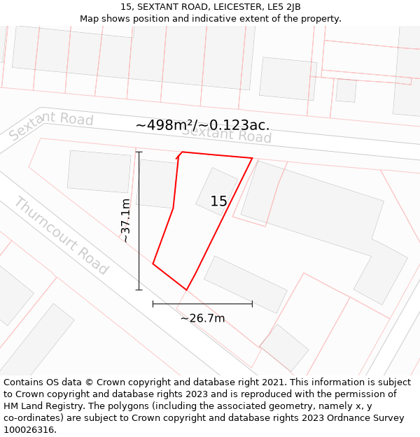 15, SEXTANT ROAD, LEICESTER, LE5 2JB: Plot and title map