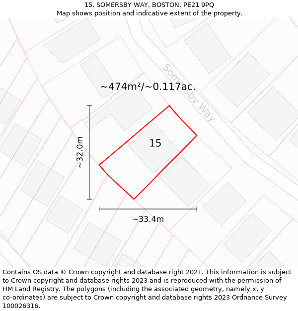 15, SOMERSBY WAY, BOSTON, PE21 9PQ: Plot and title map