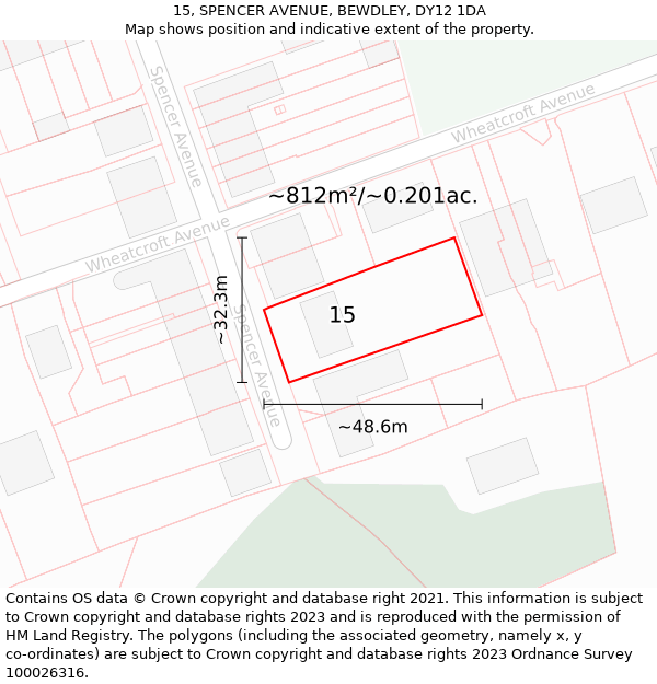 15, SPENCER AVENUE, BEWDLEY, DY12 1DA: Plot and title map