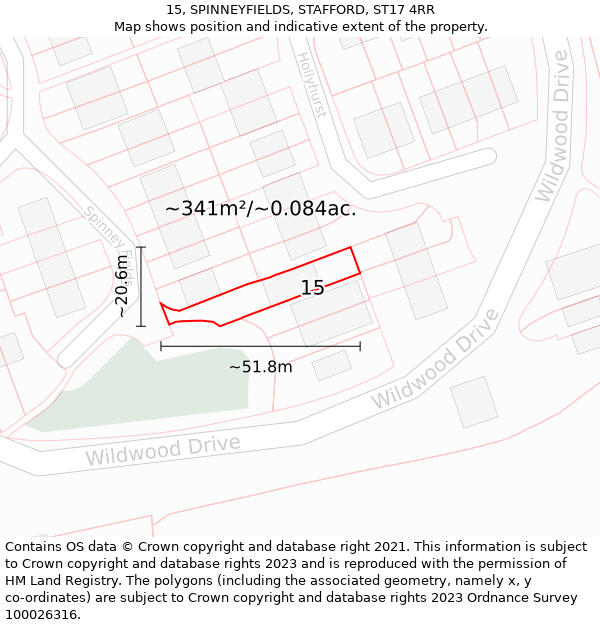 15, SPINNEYFIELDS, STAFFORD, ST17 4RR: Plot and title map
