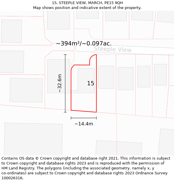 15, STEEPLE VIEW, MARCH, PE15 9QH: Plot and title map