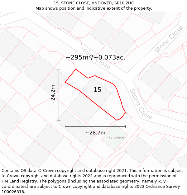 15, STONE CLOSE, ANDOVER, SP10 2UG: Plot and title map