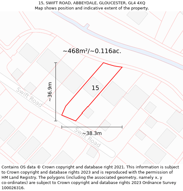 15, SWIFT ROAD, ABBEYDALE, GLOUCESTER, GL4 4XQ: Plot and title map