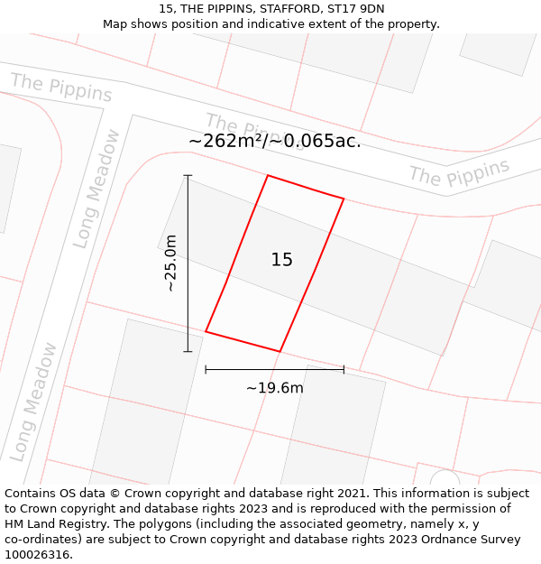 15, THE PIPPINS, STAFFORD, ST17 9DN: Plot and title map