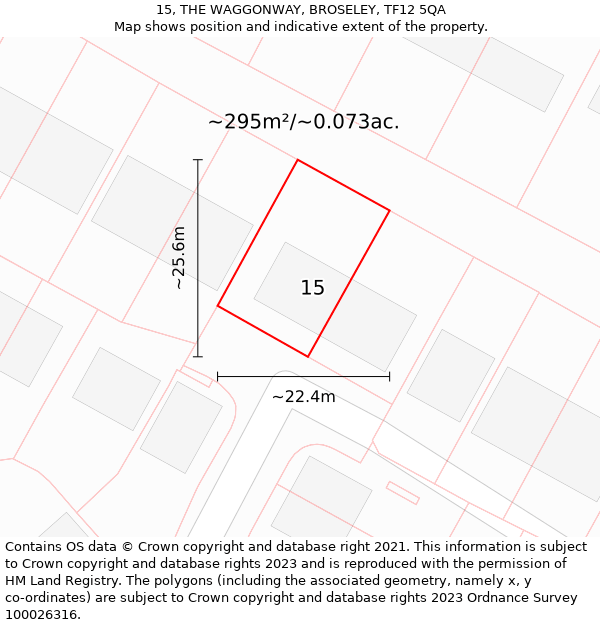 15, THE WAGGONWAY, BROSELEY, TF12 5QA: Plot and title map