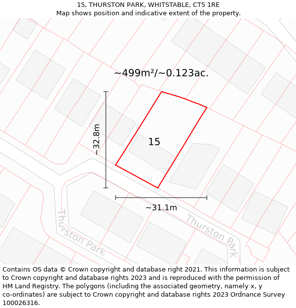 15, THURSTON PARK, WHITSTABLE, CT5 1RE: Plot and title map